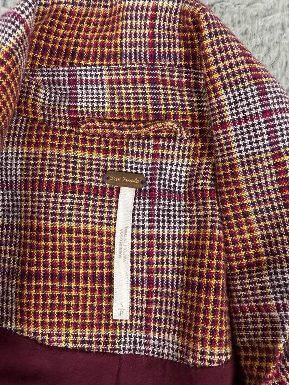 Free People Simply Plaid Blazer Womens S Front Button Slouchy Preppy Linen Blend - Picture 5 of 10